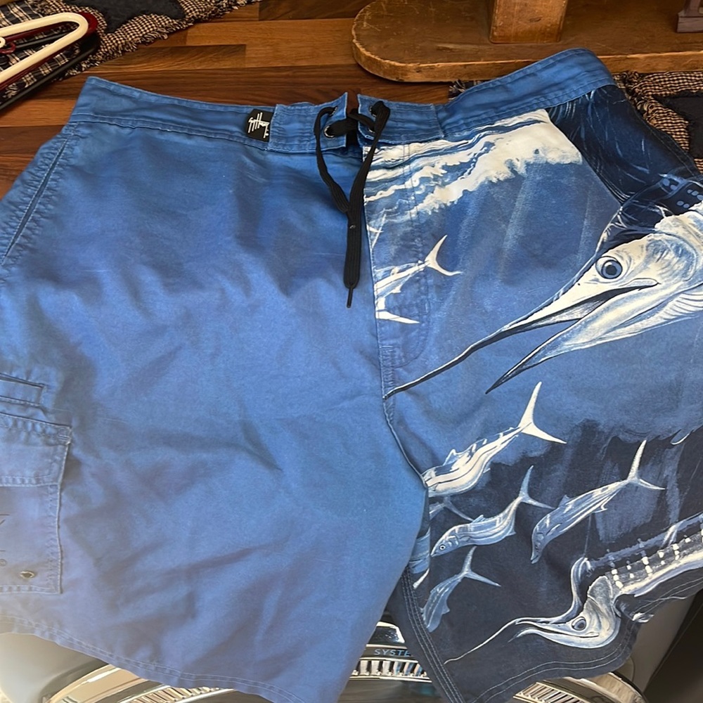 Men’s Guy Harvey board shorts. Size 36.  No mesh lining